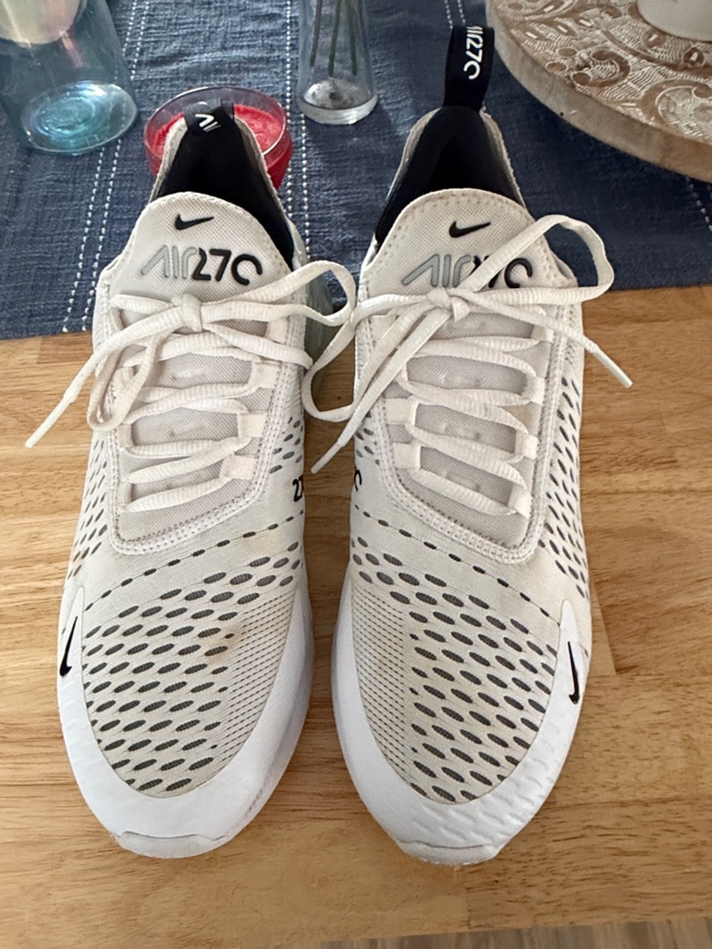 Nike Air 270 Men's Athletic Shoes Cream with Black Details